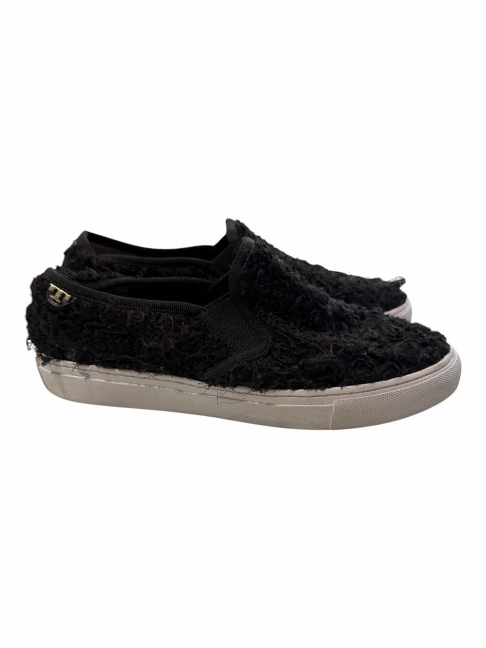 TORY BURCH Rosette Black Floral Slip-On Sneakers 8